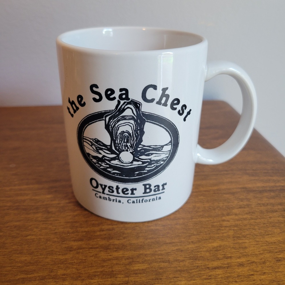 The Sea Chest Oyster Bar Cambria California Souvenir Coffee Mug White Ceramic